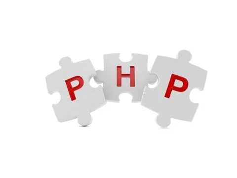 Jigsaw puzzle with PHP text isolated on white background 스톡 일러스트