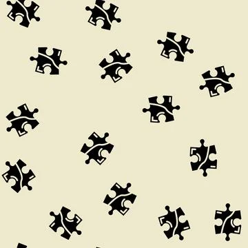 Jigsaw puzzle piece glyph vector seamless pattern Stock Illustration