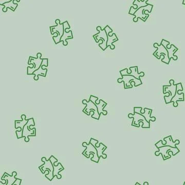 Jigsaw puzzle piece line vector seamless pattern Stock Illustration