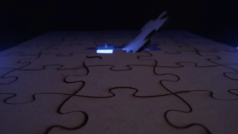 Jigsaw puzzle piece missing from solution Stock Footage 129346484