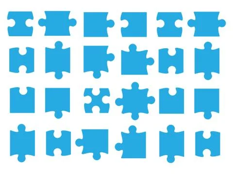 Jigsaw puzzle piece vector template isolated. Jigsaw piece puzzle object illu Stock Illustration