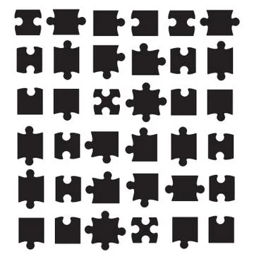 Jigsaw puzzle piece vector template isolated. Jigsaw piece puzzle object illu Stock Illustration