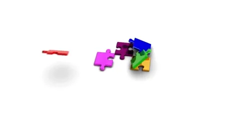 Jigsaw puzzle pieces 3d animation falling, colorful mosaic that can be used to Stock-Footage 336248494