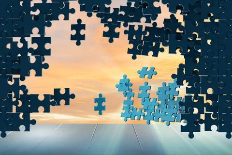 Jigsaw puzzle pieces - 3d rendering Stock Illustration