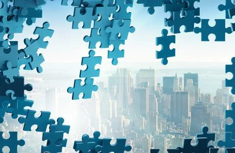Jigsaw puzzle pieces - 3d rendering Stock Illustration