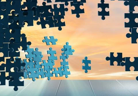 Jigsaw puzzle pieces - 3d rendering Illustrazione stock