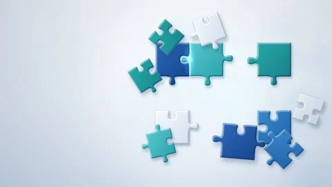 Jigsaw Puzzle Pieces Assembling Teamwork Business Concept Animation Stock Footage 347525757