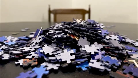 Jigsaw Puzzle Pieces Falling Stock Footage 292929417