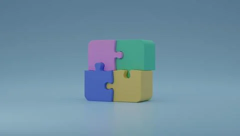 Jigsaw puzzle pieces as problem solving 3D render illustration Stock Illustration