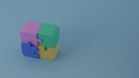 Jigsaw puzzle pieces as problem solving 3D render illustration Stock Illustration