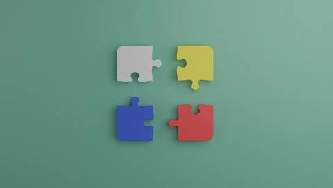 Jigsaw puzzle pieces as problem solving 3D render illustration Illustrazione stock