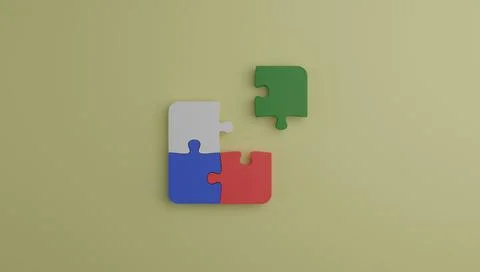 Jigsaw puzzle pieces as problem solving 3D render illustration 스톡 일러스트