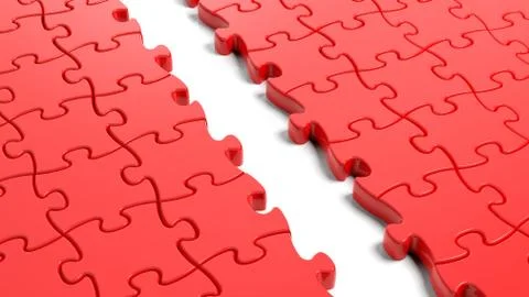 Jigsaw puzzle, red blank template with one row missing イラスト素材