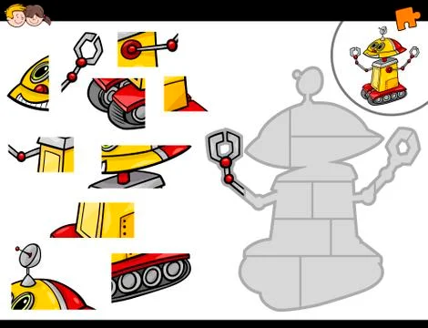Jigsaw puzzle with robot Illustrazione stock