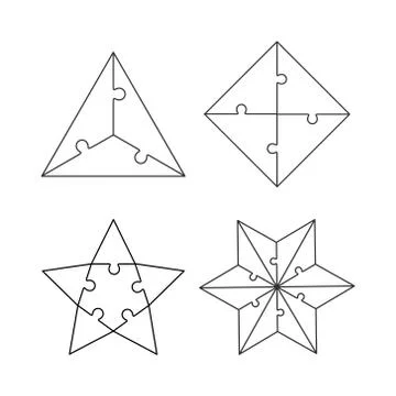 Jigsaw puzzle set from different vector shapes Stock Illustration