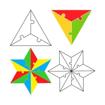 Jigsaw puzzle set from triangles and stars vector Stock Illustration