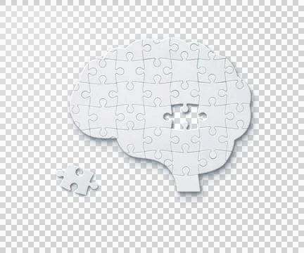 Jigsaw puzzle in shape of human brain, PNG file Stock Photos