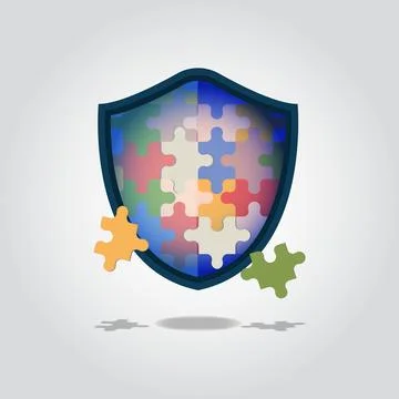 Jigsaw Puzzle shield design vector illustration Stock Illustration
