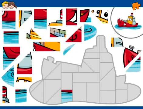Jigsaw puzzle with ship イラスト素材