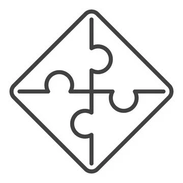 Jigsaw Puzzle simple vector outline icon or design element Stock Illustration