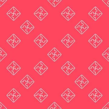 Jigsaw Puzzle simple vector outline seamless pattern 스톡 일러스트