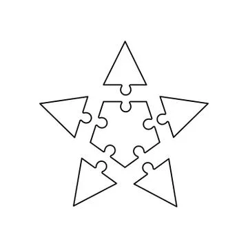 Jigsaw puzzle simple vector separate pieces in the form of a star Stock Illustration