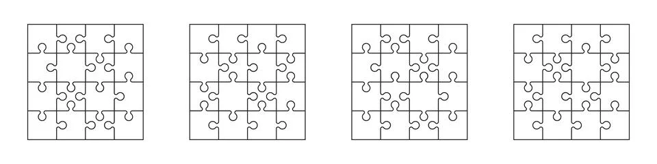 Jigsaw puzzle template with missing pieces, geometric grid pattern, seamless Stock Illustration