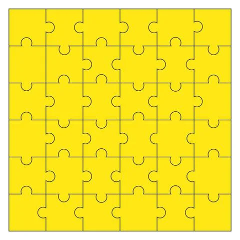 Jigsaw puzzle vector blank templates and colorful patterns 36 pieces Stock Illustration