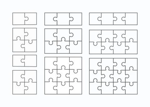 Jigsaw puzzle vector flat blank templates set Stock Illustration