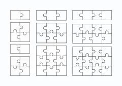 Blank Jigsaw Puzzle 4 pieces. Simple line art style for printing