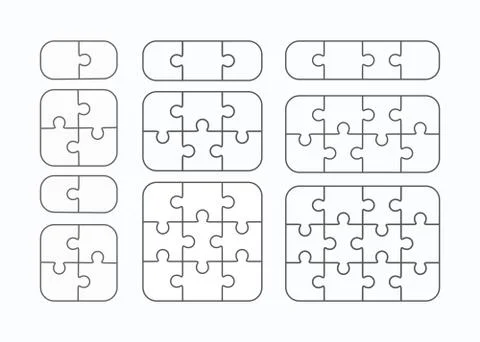 Jigsaw puzzle vector flat blank templates set Stock Illustration
