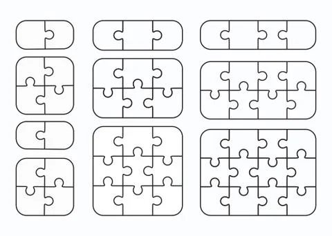 Jigsaw puzzle vector flat blank templates set Stock Illustration