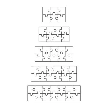 Jigsaw puzzle vector flat templates set Stock Illustration