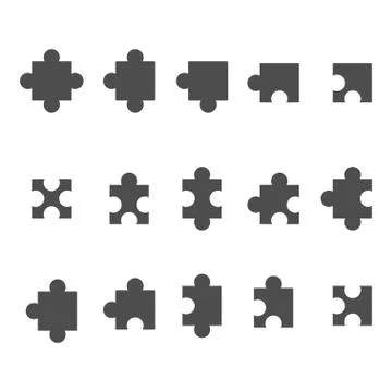 Jigsaw puzzle vector icon , All possible shapes of puzzle pieces Stock Illustration