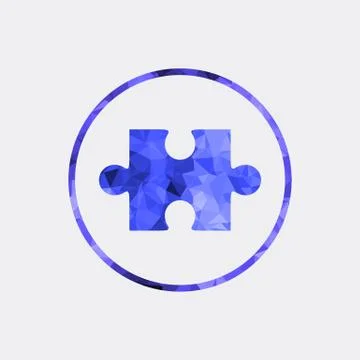 Jigsaw puzzle vector icon in the button Stock Illustration