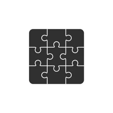 Jigsaw puzzle vector, nine black pieces Stock Illustration