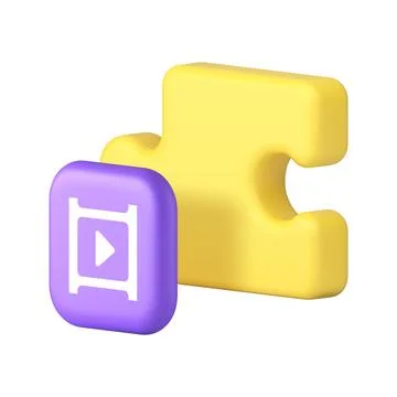 Jigsaw puzzle video content solution tutorial analyzing brainstorming 3d ic.. Stock Illustration