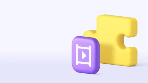 Jigsaw puzzle video content solution tutorial analyzing brainstorming copy sp Stock Illustration