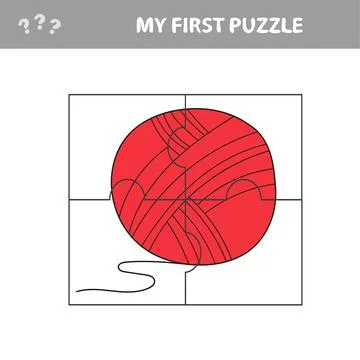 Jigsaw puzzle with yarn. Visual educational puzzle for children Stockillustratie