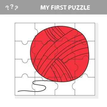 Jigsaw puzzle with yarn. Visual educational puzzle for children 库存插图