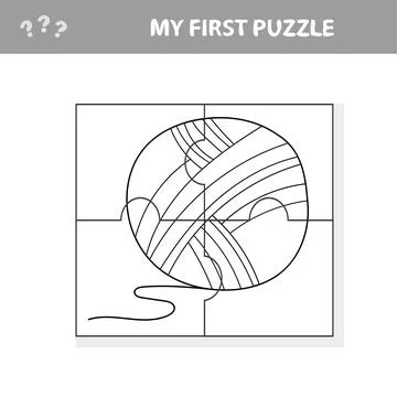 Jigsaw puzzle with yarn. Visual educational puzzle for children Illustrazione stock