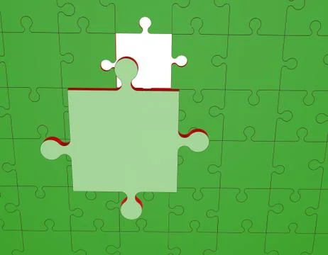 Jigsaw puzzle.3D rendering illustration. Stock Illustration