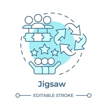Jigsaw soft blue concept icon Stock Illustration