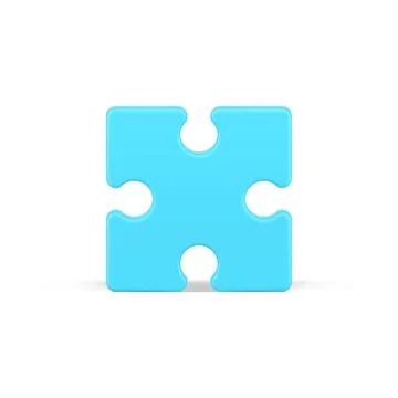 Jigsaw square part 3d icon. Blue element puzzle with creative solution Stock Illustration