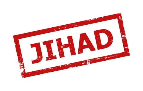 JIHAD Red Rectangle Frame Corroded Stamp Illustrazione stock