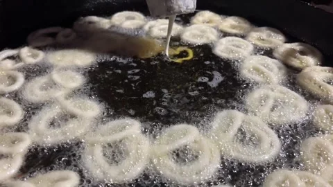 Jilapi being made at the fair Video stock 313501470