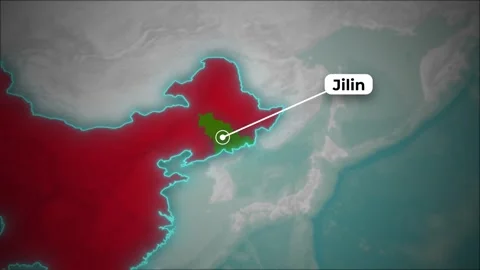 Jilin Province Map Highlight Animation on World Map Background Stock Footage 322933232