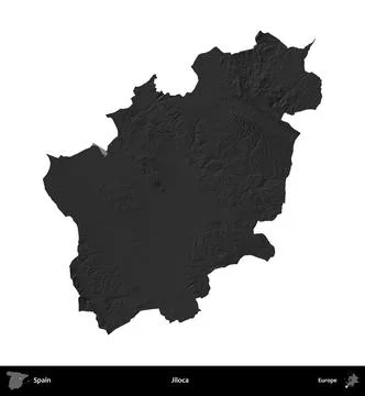 Jiloca, Spain, isolated on white. Grayscale Illustration