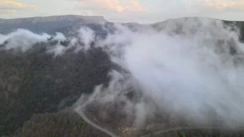 Jily Su Highway Drone Flying Into Clouds Sunset HQ Stock Footage 337023077