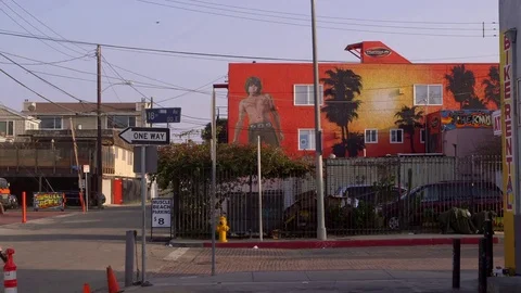 JIM MORRISON WALL MURAL VENICE BEACH VENICE Stock Footage 76690789